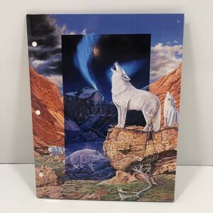 2 Vtg Animal Folders 6‎ Posters USA Fox Owl Wolves Windows To The Wild 1996